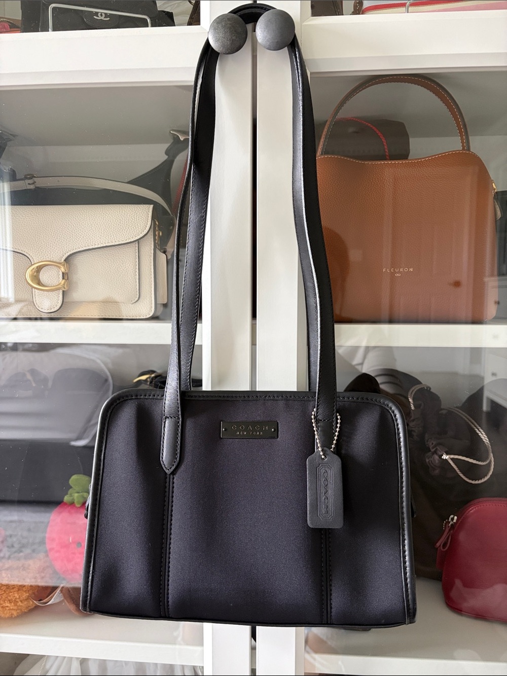 Vintage Coach Black East West Neo Shoulder Bag with Leather Handles Style No6214